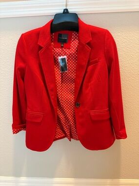 The Limited Red Polka-Lined Single-Button Blazer